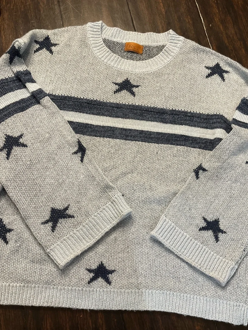POL Crewneck blue Sweater with Navy Star Motif size small